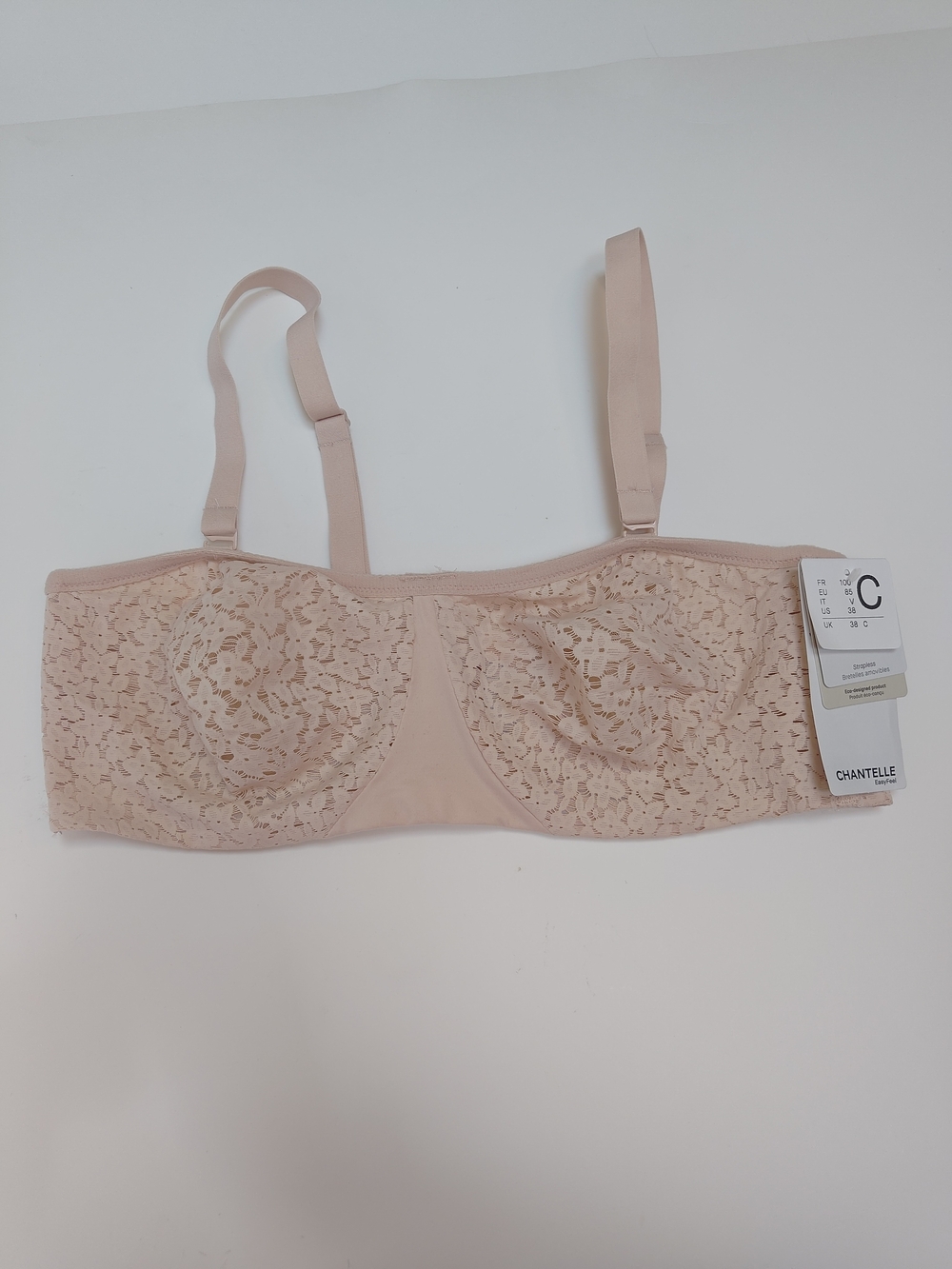 Chantelle Blush Lace Convertible Strapless Bra 38C NWT